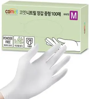 코멧 니트릴장갑 화이트, 중(M), 100매, 1개