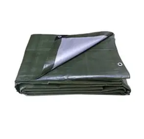 그라운드시트 양면 투톤 코팅 방수천막 3.6 x 4.5 m, OLIVE GREEN + SILVER, 1개