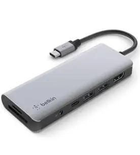 홈플래닛 8포트 USB3.0 이더넷 멀티허브 (USB*2 타입C*2 이더넷 HDMI SD), 그레이