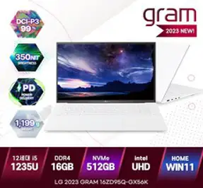 LG전자 2022 그램 16, 16ZD95Q-GX56K, Free DOS, 256GB, 16GB, 코어i5, 스노우 화이트