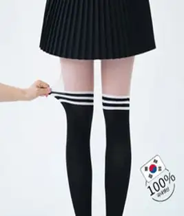 엠엠스포츠 여성 15D 여름 국산 올풀림방지 링클 골프 투톤 니삭스스타킹, 링클 오버니삭스-블랙
