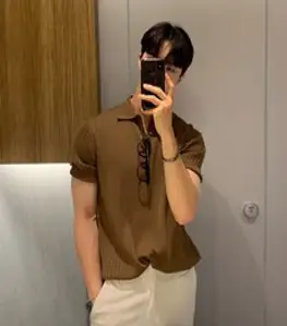 Zilvia 남성 폴로 여름 캐주얼 니트 반팔 티셔츠