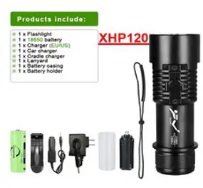 슈퍼 9000LM XHP120 전문 다이빙 손전등 800m 수중 스쿠버 다이빙 토치 IPX8 방수 다이브 라이트 26650 배터리, D-18650-BOX+Diving flashlight