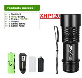 슈퍼 9000LM XHP120 전문 다이빙 손전등 800m 수중 스쿠버 다이빙 토치 IPX8 방수 다이브 라이트 26650 배터리, B-18650+Diving flashlight