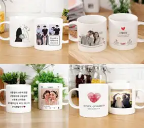 [딸기느낌] 주문제작 포토머그컵 무료시안 돌답례품 유치원 어린이집 부모님선물 커플 대량주문환영