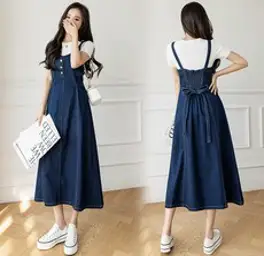 여성 데님 멜빵원피스 청원피스