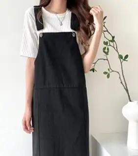 피글리 여성용 트임컷 멜빵롱원피스