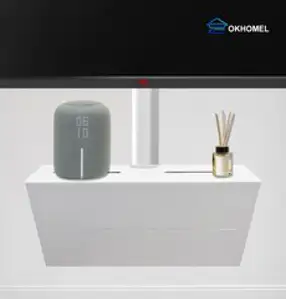 벽콘센트가리개 셋탑박스거치대 셋탑박스브라켓 셋탑박스숨기기 무타공 공유기 거치대 멀티탭 정리함 벽걸이티비선정리 공유기커버 콘솔박스, 콘솔박스 소형(50cm), 시크 블랙