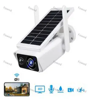 Fowod 태양광 적외선 보안 무선 Wi-Fi CCTV 카메라 실외용, 2MP