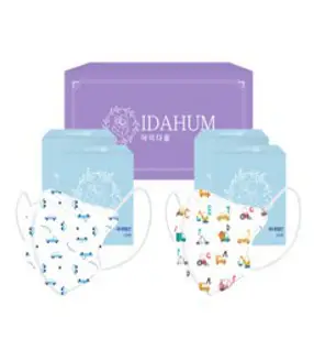 IDAHUM 캐릭터마스크 4~8세 남아 어린이용 2종 x 20p 세트, 40매입, 1세트, 베이비카흰색, 알파벳자동차