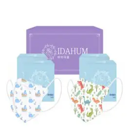 IDAHUM 캐릭터마스크 4~8세 남아 어린이용 2종 x 20p 세트, 40매입, 1세트, 돌고래, 공룡나라