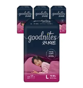 굿나이트 팬티형 키즈 기저귀 여아용 대형(27~44kg), 대형, 68개