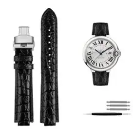 Cartier 까르띠에 시계 호환 발롱 블루 wsbb003842mm w69012z4 18x11mm 레더 스트랩 가죽 워치 밴드 탱버클 시계줄