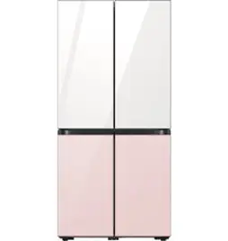 삼성전자 비스포크 4도어 냉장고 글래스 875L 방문설치, 글램 화이트(상단), 글램 핑크(하단), RF85C90F155
