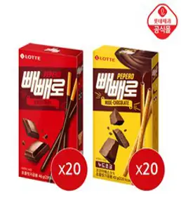 초코 빼빼로46g+누드 초코필드 빼빼로45g, 40개