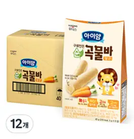 일동후디스 아이얌 구워만든 미니 순곡물바, 당근맛, 12개