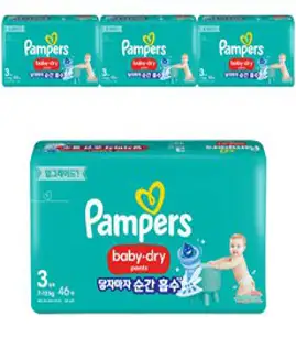 팸퍼스 베이비 드라이 아동공용 기저귀 팬티형, 중형, 184매