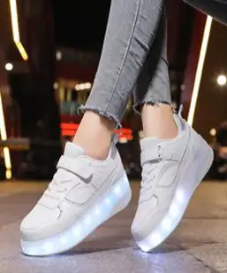 롤러슈즈 바퀴달린 바퀴휠 운동화 인라인 LED 힐리스 스케이트 롤러, 핑크색