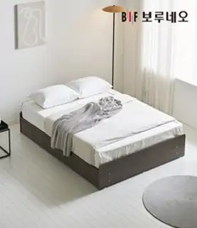 보루네오 루나Po LED 3서랍 수납 침대 슈퍼싱글 SS 양면 매트리스 세트, 라이트오크