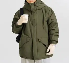 AFINAR 오버핏 중기장 패딩 후드 점퍼