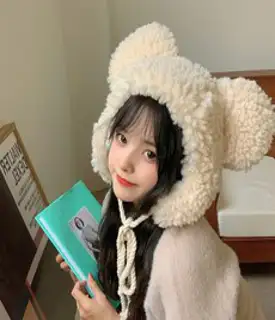 곰돌이방울모자 귀도리 스키장털모자 겨울방한모자