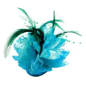 STK 코사지 브로치 손목 매혹 기용 펄 실크 깃털 꽃 DIY, 푸른