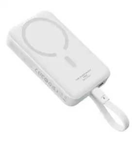 베이스어스 마그네틱 미니 무선 초고속 보조배터리 충전 파워뱅크 5000mAh 20W + C타입-C타입 충전케이블 30cm 세트, PPCXM05, 스텔라 화이트