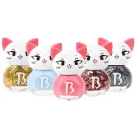 바블리 키즈네일 냥이 어린이매니큐어 블링블링 세트 5p, 혼합 색상, 1세트