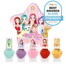 리틀블링 시크릿쥬쥬 별의여신 틴케이스 어린이 네일 5종 세트, 신디민트 + 스텔라퍼플 + 쥬쥬핑크 + 스피카레드 + 제니골드, 1개