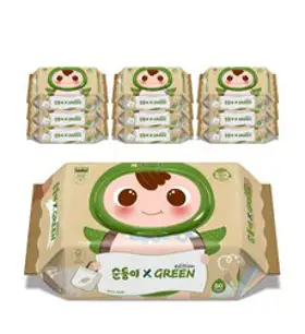 순둥이 그린 에디션 유아물티슈 캡형 55평량, 80매, 10세트