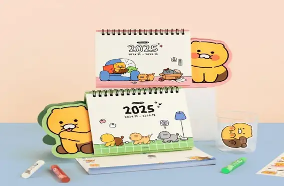 춘식이 오디너리 2025년 형태 탁상 캘린더 핑크+그린 세트, 그린