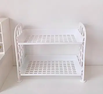 MF 귀여운 접이식 미니 선반, 화이트, 2단