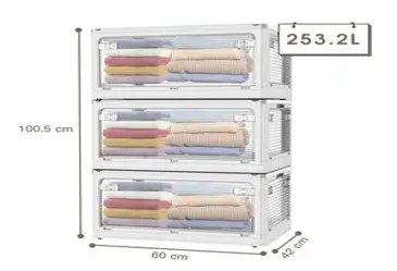 MOSEN COMDEV 리빙박스 설치가 쉬운 접이식 대형리빙박스 5면 개폐의 슬라이딩리빙박스 다용도 수납함, 3개, 흰색