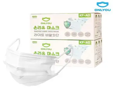 온리유 국산 라이트 덴탈 비말차단 보풀없는마스크 KFAD 대형, 100개, 화이트