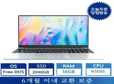 인텔 N5095 15.6 인치 근무 학습용 노트북 Windows10, 5095, WIN10 S, 16GB, 2048GB, silver